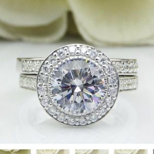 💎✨Moissanite Bezel set engagement/wedding set 💎✨